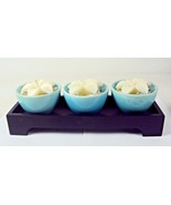 3 Candle Wooden Votive Tray w/Ceramic Bowls, Florettes, &amp; Decorative Gravel - $20.10 CAD