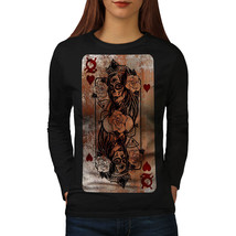 Wellcoda Gothic Heart Queen Womens Long Sleeve T-shirt, Poker Casual Design - £18.90 GBP