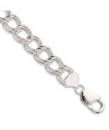 Silver 11.5mm Solid Double Link Charm Bracelet QCH150 - $319.51 CAD