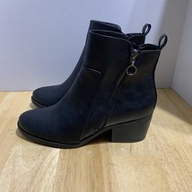 CITY CLASSIFIED TROOP-S ZIPPER HIGH FRONT SHORT HEEL ANKLE BOOTIES Black... - $22.58