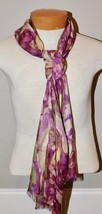 Talbots Womens 100%Silk Scarf Purple Multi Watercolor Abstract Floral Wrap EXC!! - £14.46 GBP
