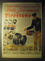 1945 Firestone Tires and Parts Ad - Don't delay! Come in today winter-sure - $18.49