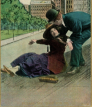 1909 Postcard Gentleman Helping A Fallen Lady - £4.47 GBP
