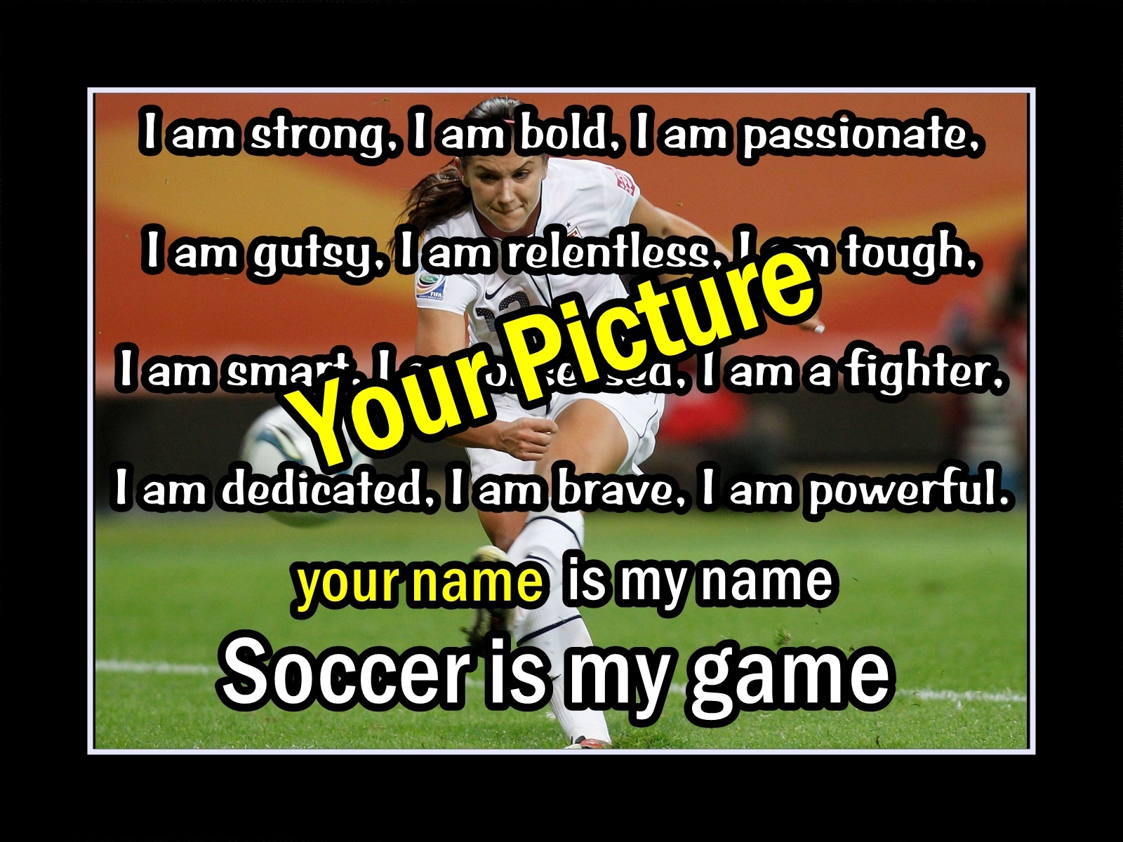 Rare Inspirational Personalized Custom Soccer Poster Unique Motivational Gift - £23.97 GBP - £39.95 GBP