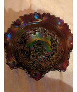  Antique Imperial Carnival Glass Windmill Purple Ruffled Edge Bowl Collectible G - $25.00
