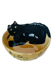 Halloween Wonderland Bowl Tabletops Lifestyle Anthropomorphic Black Cat pottery - £39.77 GBP