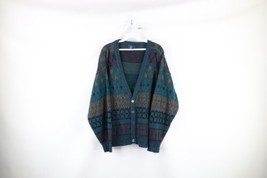 Vtg 90s Coogi Style Mens Large Ed Bassmaster Wool Blend Knit Cardigan Sweater - £54.33 GBP