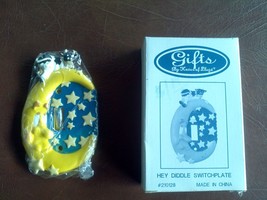 NIB HOUSE OF LLOYD &quot;HEY DIDDLE&quot; SWITCHPLATE-CERAMIC-MOON &amp; STARS-CUTE-FR... - $15.49