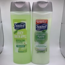 Suave Essentials JUICY GREEN APPLE Revitalizing Shampoo &amp; Conditioner 15... - £21.18 GBP