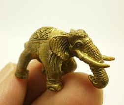 Magic war Elephant Tiny Thai brass mini amulet Thailand talisman lucky gamble st - £23.15 GBP