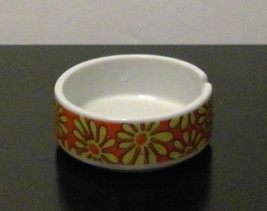 Flower Power Single Ashtray Yellow &amp; Orange Daisy Retro 1960&#39;s Mid Centu... - £12.98 GBP