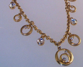 Necklace Banana Republic Gold Chain Clear Crystal Charms RhineStones NWT   - $11.99