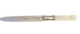 Antique JB EPNS 7” Pearl Handled Serated Knife Engraved Design - £25.97 GBP