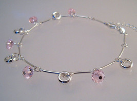 Ankle bracelet sterling pink crystals  1  thumb200