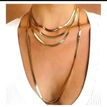Multi-layer Retro Golden Snake Bone Chain Necklace for Women - £37.71 GBP