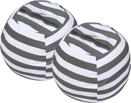 Miaowater 2 Pcs Stuffed Animal Storage Bean Bag Chair Cover, Cotton Canvas - $32.08