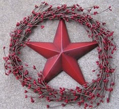  STW1- 12 inch Diameter Wreath with Star and Berries  - £8.63 GBP