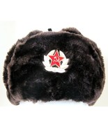 Authentic Russian Military Dark Brown KGB Ushanka Hat W/ Soviet Red Army... - £25.43 GBP+