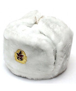 Authentic Russian White Ushanka Hat w/ Soviet Red Army Badge - £30.08 GBP