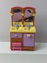 Fisher-Price Loving Family Dollhouse Bathroom Double Sink Vanity Yellow ... - $9.89