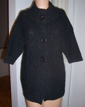 VINCE Charcoal Gray Honeycomb Knit Cardigan Sweater Wool Cashmere Sz XS GUC - $38.61