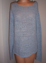 J JILL Lt Blue Heather Pullover Crewneck LS Knit Sweater Size Petite Sma... - $32.18