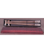 2 Sets of Chopsticks w Plush Box-Wood &amp; Metal-Fancy-China Japan Asia - €81,80 EUR