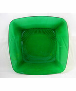 Anchor Hocking Luncheon Plate Forest Green Charm Square Glass Design - $28.95
