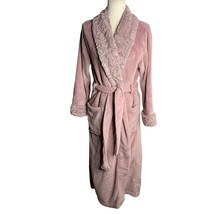 Carole Hochman Plush Fleece Robe M Purple Faux Fur Belted Pockets Full L... - £18.13 GBP