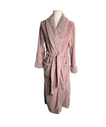 Carole Hochman Plush Fleece Robe M Purple Faux Fur Belted Pockets Full L... - £18.13 GBP