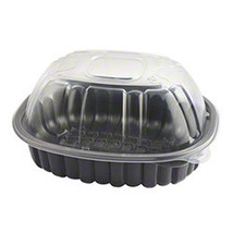 4110600 Large Vented Chicken Roaster Combo Pack - Black Base Clear Lid 170/case  - $137.50