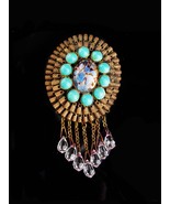 Antique RARE VICTORIAN Ruffle Brooch  Filigree Chandelier pin C clasp Glass pris - £132.61 GBP