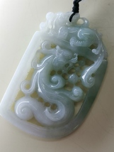Icy Ice Light Green 100% Natural Burma Jadeite Jade Dragon Pendant # 155 carat # - £1,036.76 GBP