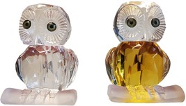 Mini Crystal Glass Owl Figurine for Table Home Decoration Set of 2 Paperweight - £16.43 GBP