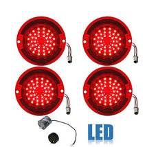 63 Chevy Impala Bel Air Biscayne Red LED Tail Light Lens &amp; Flasher Set of 4 - £106.07 GBP