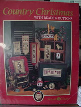 Cross Stitch Pattern Leaflet &quot;Country Christmas&quot; w/Buttons &amp; Beads - £3.12 GBP