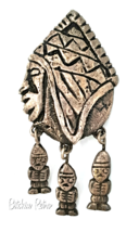 Vintage Mask Brooch  Primitive Articulated 900 Silver Tribal Pin - £58.99 GBP