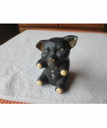 Vintage Aluminum Cast Piggy Bank -  Black, Garnets Marble Glass Feet - £51.16 GBP