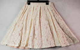 FOREVER 21 Flare Skirt Womens Small Cream Lace Floral Nylon Casual Side Zipper - £7.91 GBP