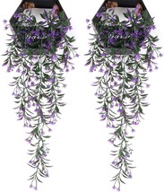 Artificial Flowers Vine, For Christmas Plastic Hanging Ivy Plants, Purple 2 Pack - £23.97 GBP