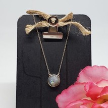 Stella &amp; Dot Labradorite Stone Pendant Silver Tone Chain Necklace - £16.08 GBP