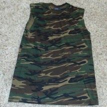 Mens Tank Top Graphite Sport Green Camouflage Sleeveless Shirt-sz M - £11.05 GBP