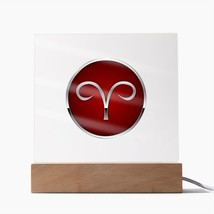 Zodiac Sign Aries v2 - Square Acrylic Plaque With LED Lights - £39.87 GBP