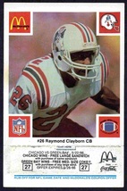 New England Patriots Raymond Clayborn 1986 McDonalds #26 - $1.50
