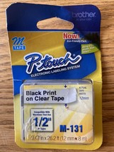 Genuine Brother 1/2&quot; (12mm) Black on Clear P-touch M Tape M131 NEW OPEN Package - £6.63 GBP