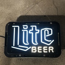 Miller Lite LED Lighted Beer Sign Bar Working 19x12” Black Blue Vintage 1991 - £90.41 GBP