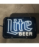 Miller Lite LED Lighted Beer Sign Bar Working 19x12” Black Blue Vintage ... - $153.88 CAD