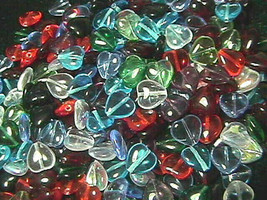 12mm Hearts Mixed Colors Czech Glass Beads (100) - £6.34 GBP