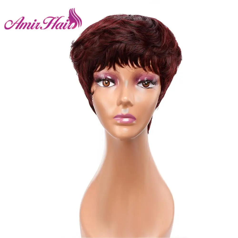 Amir Short wigs Synthetic Hair Puffy Black Mixed Blonde Brown Gray Straight W - £17.95 GBP