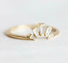  1ct Baguette Cut Diamond 14k Yellow Gold Over Wedding Crown Design Ring  - £62.92 GBP
